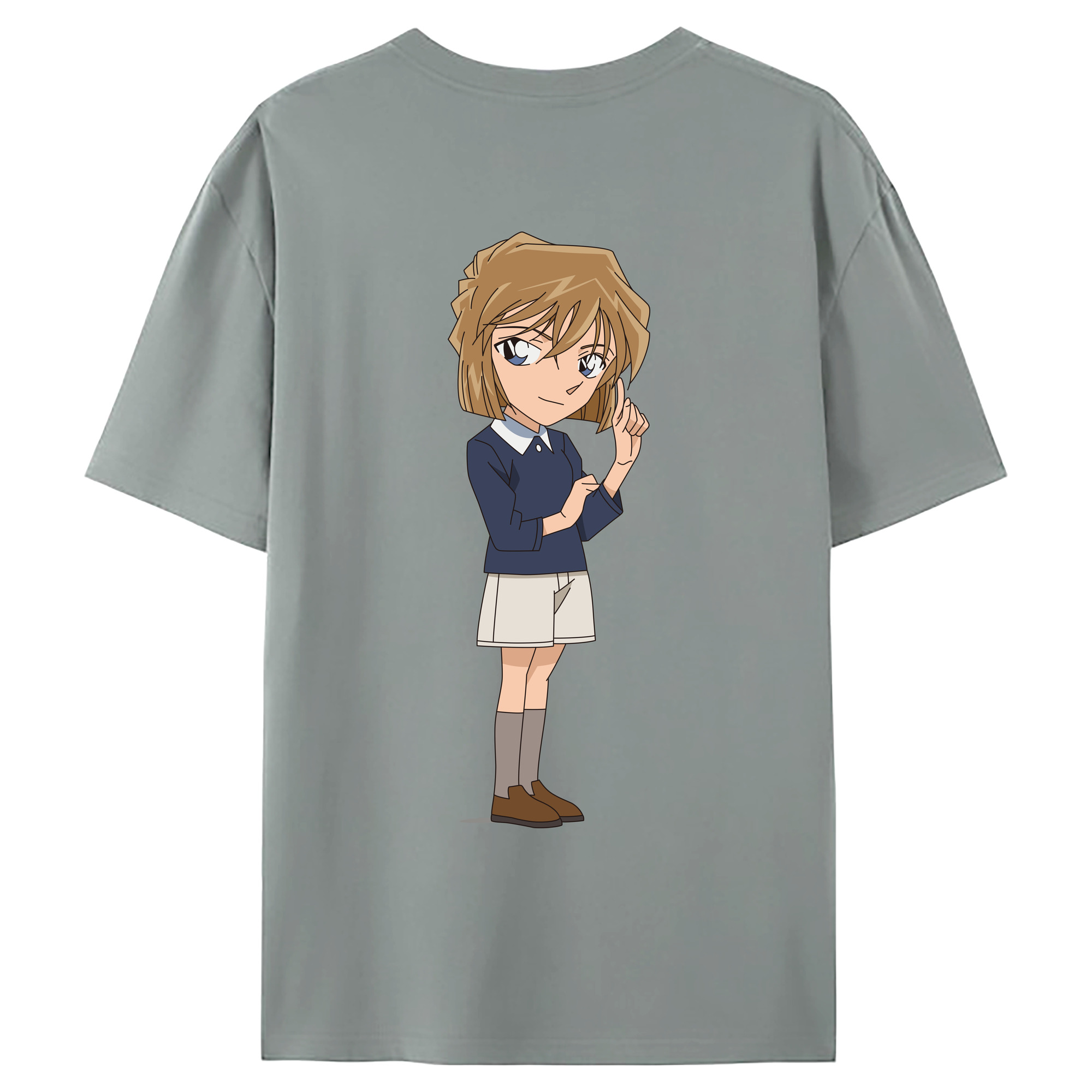 （画像用） 名探偵コナン 灰原 哀 はいばら あい Detective Conan Anita Hailey、Vi Graythorn Haibara Ai 綿100％ メンズ半袖Tシャツ（バックプリント） 通気性